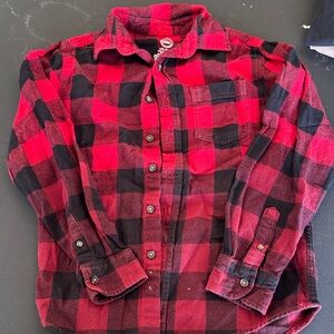 wonder nation Red and Black Plaid Long Sleeve Button-Up Shirt